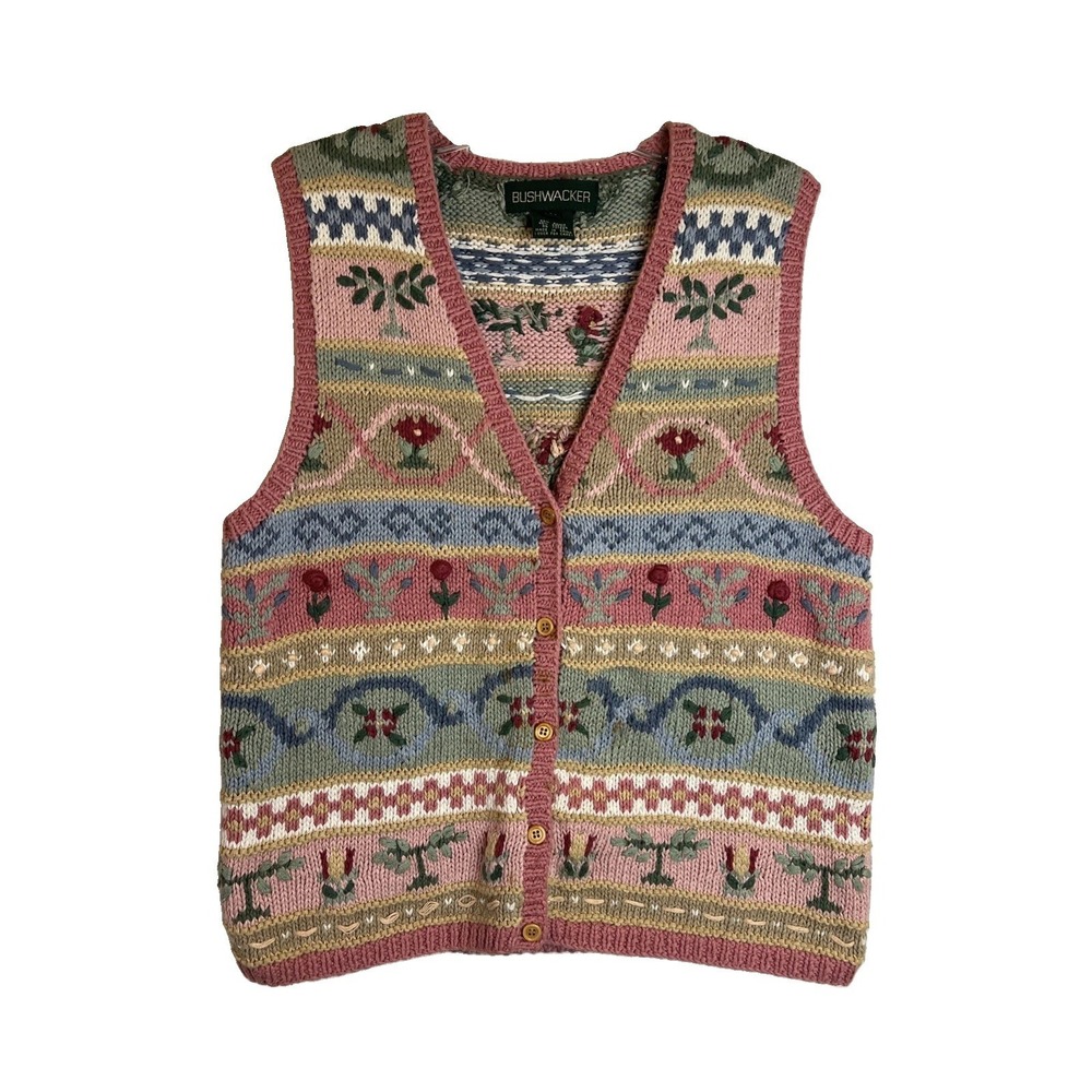 Vintage Bushwacker Cottage Core Pastel Colored Vest Size Medium